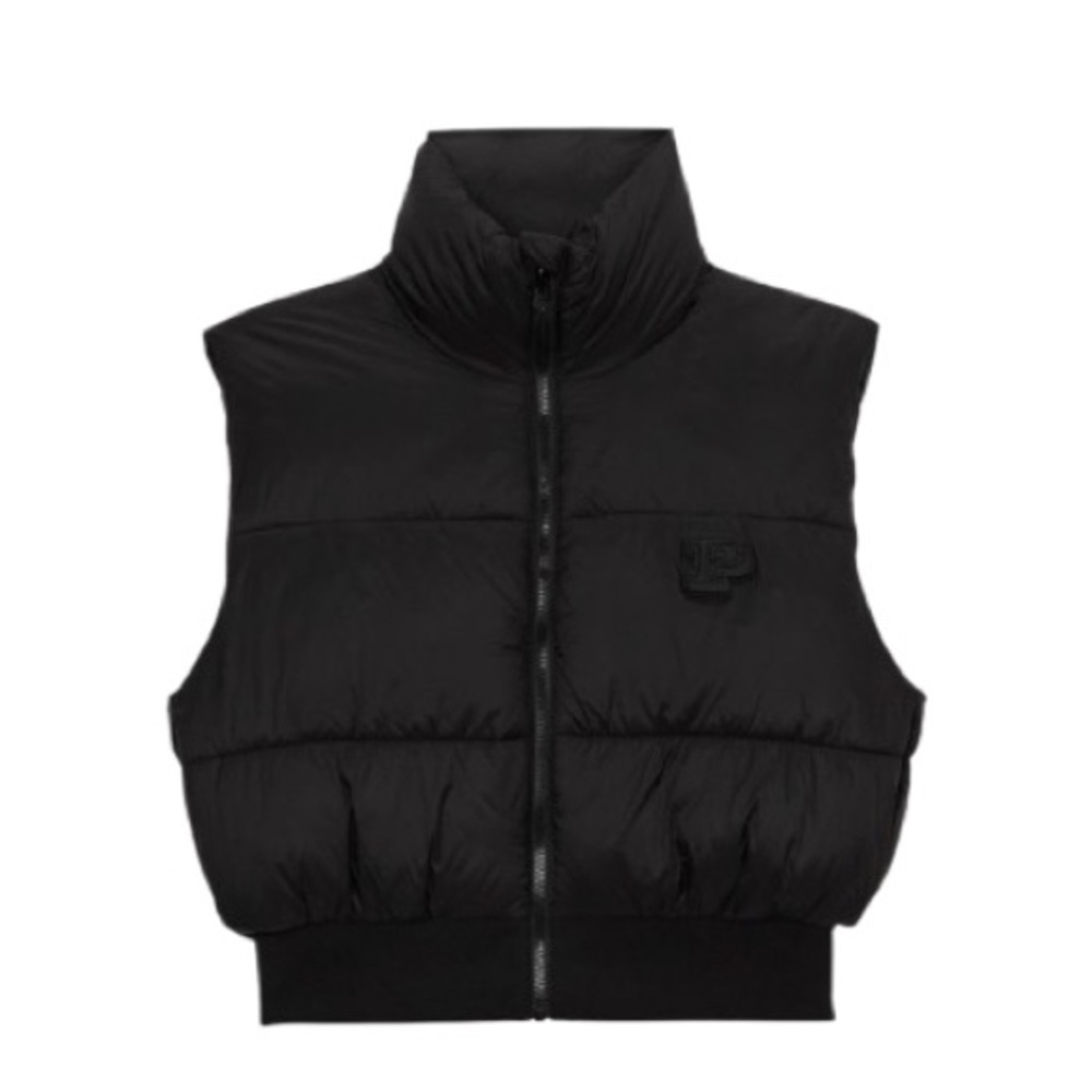 NWOT PINK Victorias Secret Black Cropped Puffer Vest Womens Size L